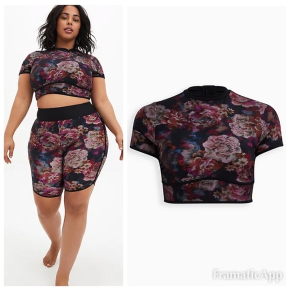 torrid Other - NWT TORRID Floral Rash-guard Crop Active Swim Top